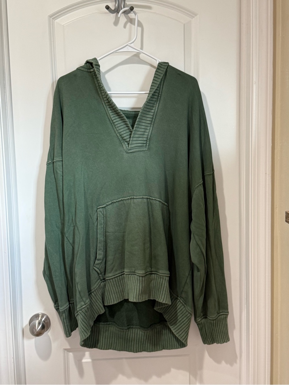aerie Green V-Neck Hooded Sweatshirt